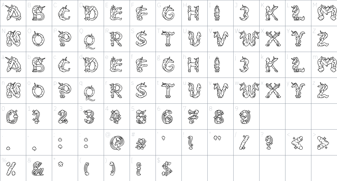 Magical Unicorn Neue Pro Font font Character Map