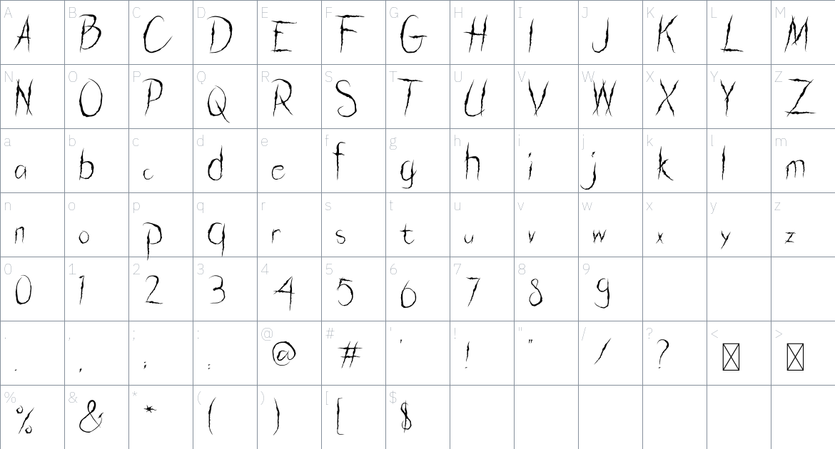 Mistery Liver Font font Character Map