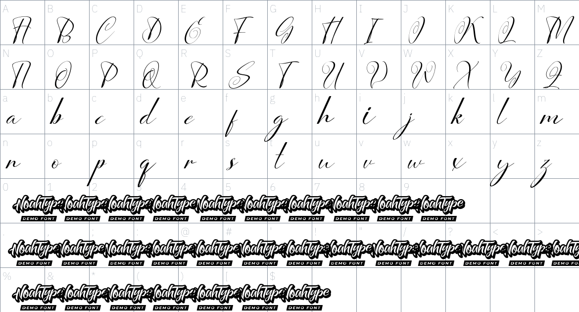 Tiffany Faraway font Character Map