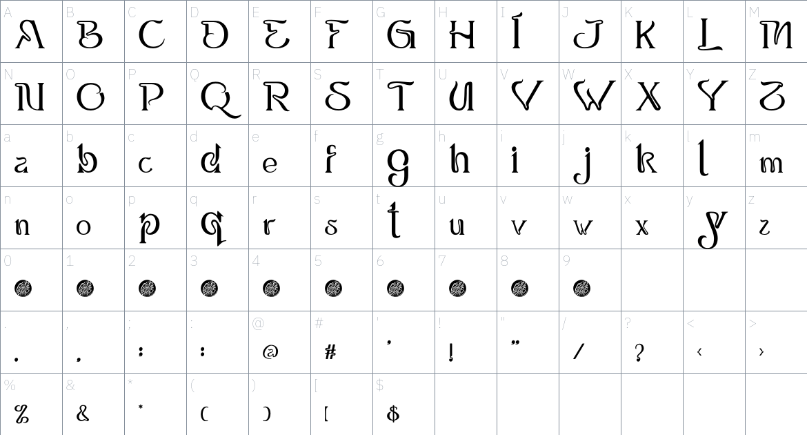 Bhalleux Font font Character Map