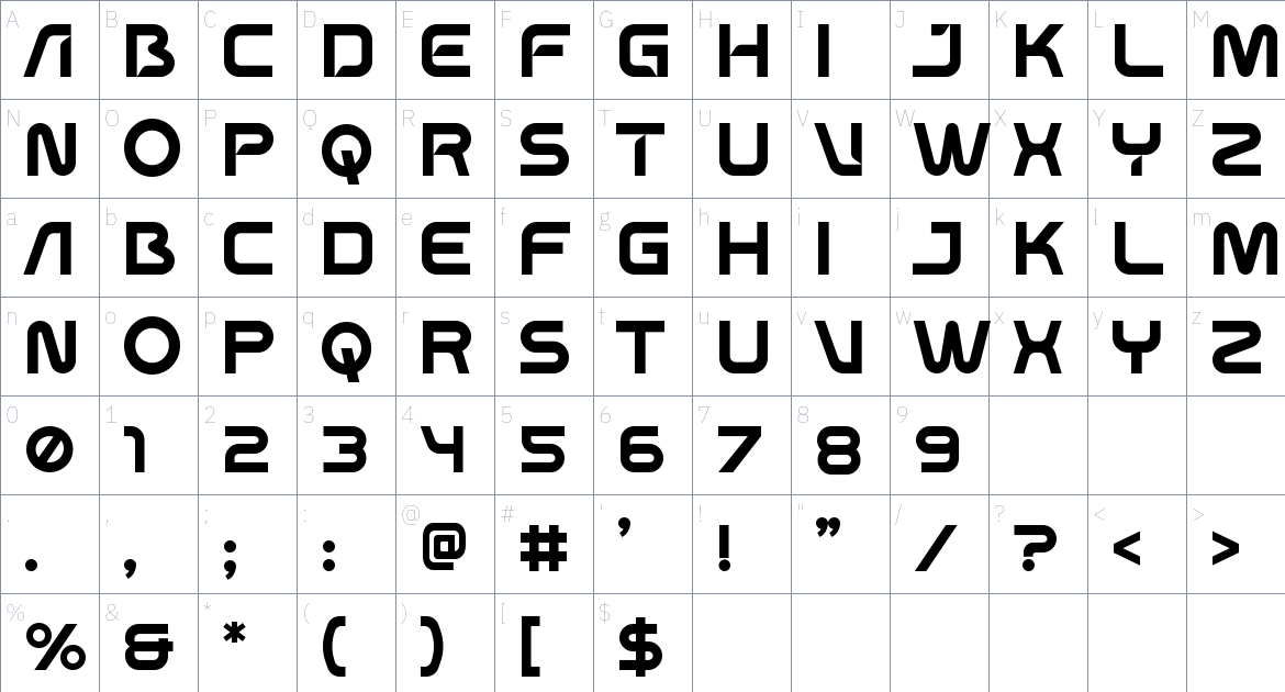 Project 9 Font font Character Map