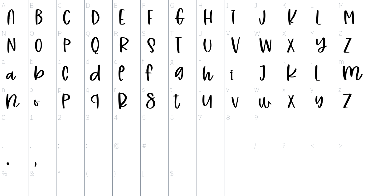 Swag Funky font Character Map