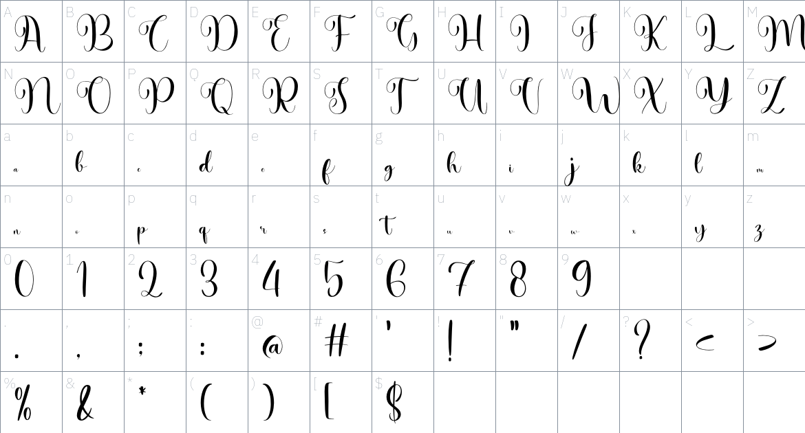 NCL Sojileq Qurtesy font Character Map