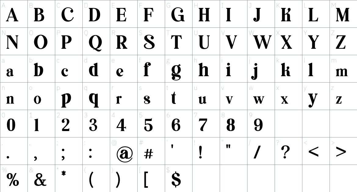 asimilates font Character Map