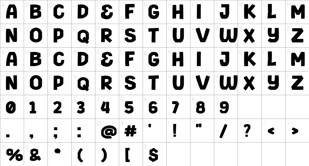 Super Onigiri Font font Character Map