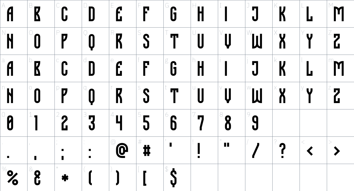 Molodo Font font Character Map