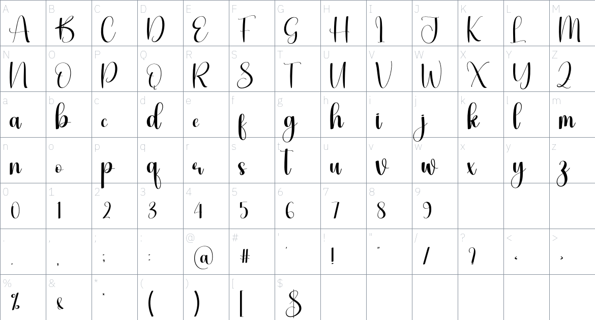 Hey Sunflower font Character Map