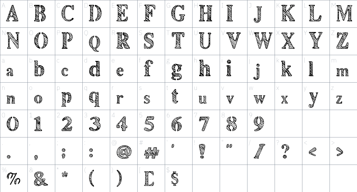 Fegan font Character Map