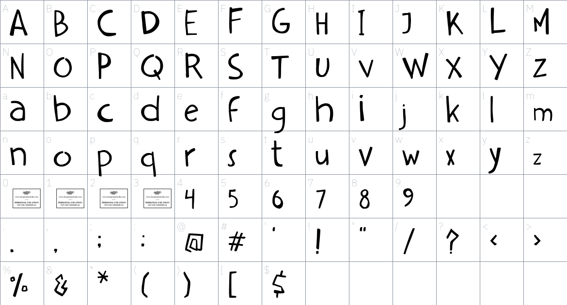 Amberly font Character Map