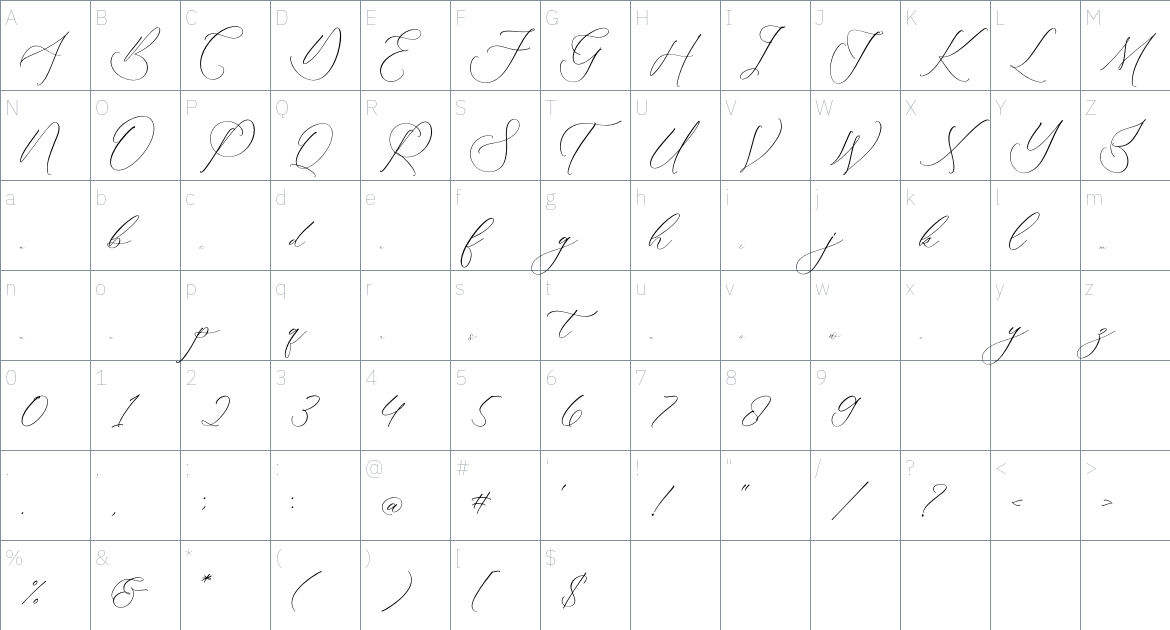 Fattrios Schudnel font Character Map