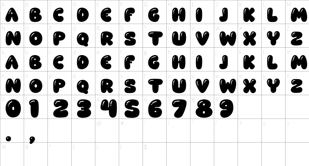 Baby Gemoy font Character Map