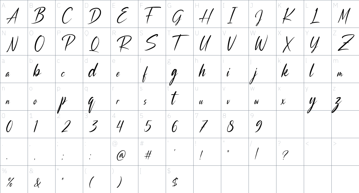 La Compagnie Des Hirondelles font Character Map