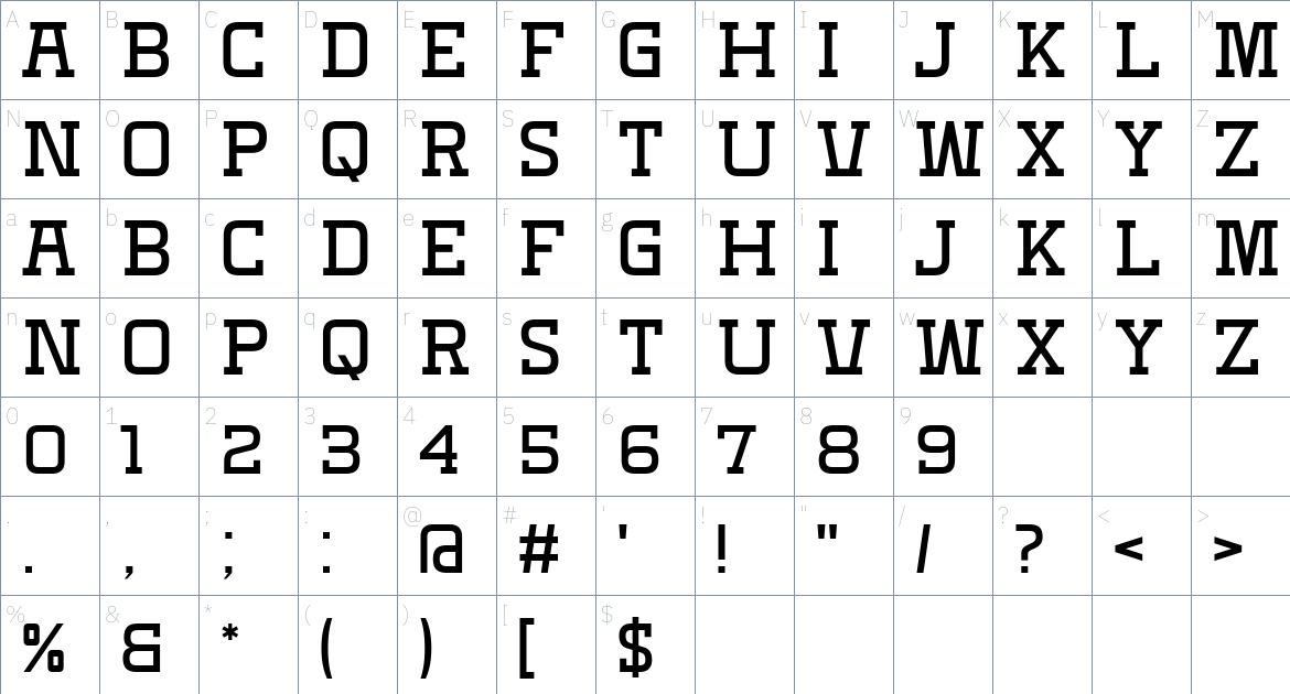 Dear Mine font Character Map