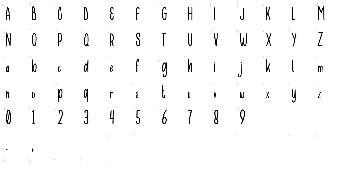 Monolane Font font Character Map