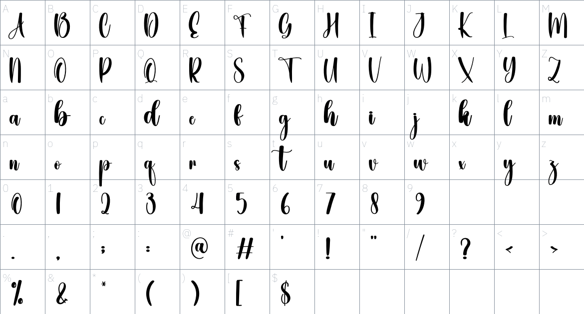 Christmas Monday font Character Map