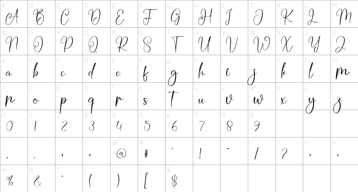 Aromatic Christmas font Character Map