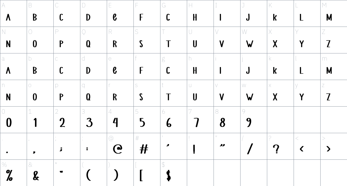 Online Market font Character Map