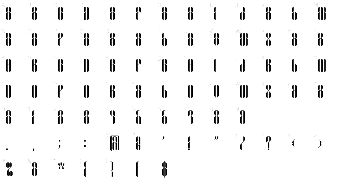 NCL Sephyrok font Character Map