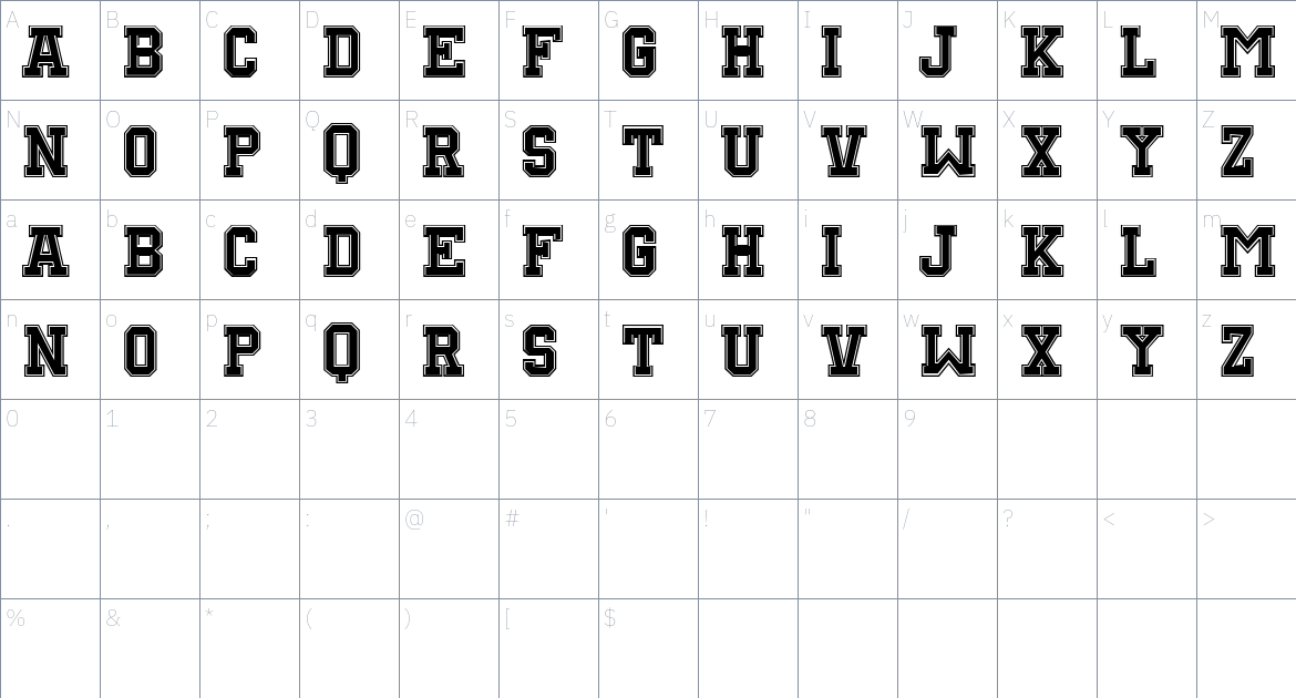 Chuprassy font Character Map