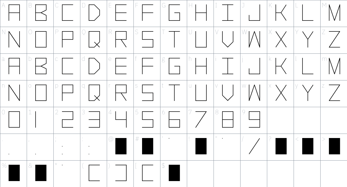 Alpha Prota Font font Character Map