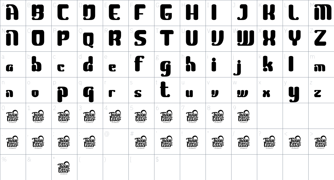 Blagak font Character Map