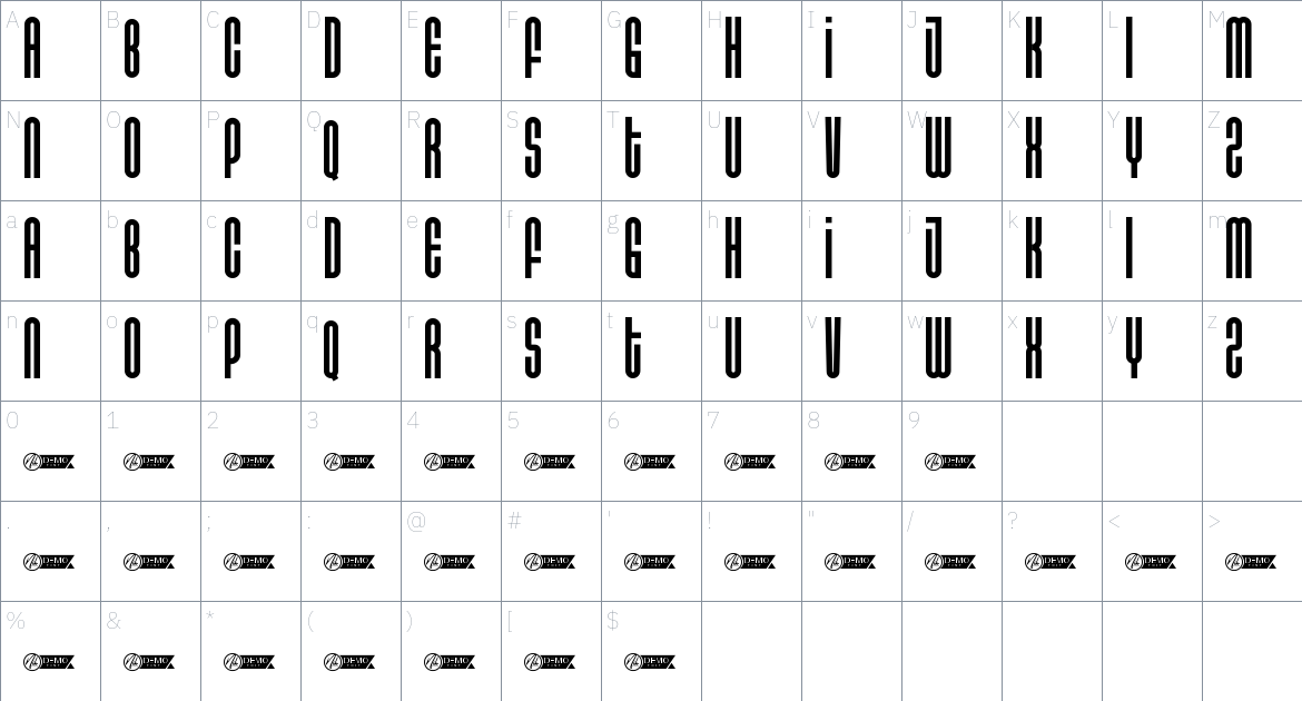 Millwon font Character Map