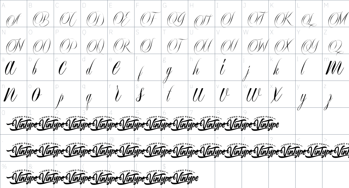 Fredelina font Character Map