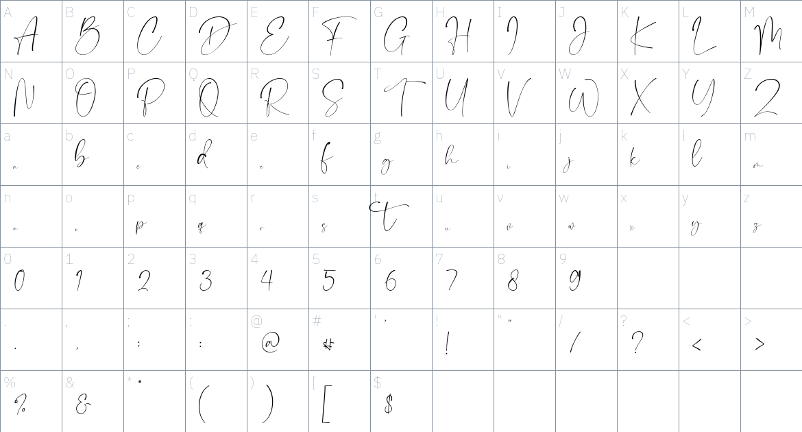 Camigata Font font Character Map