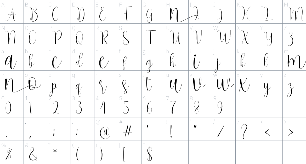 Herliyan font Character Map