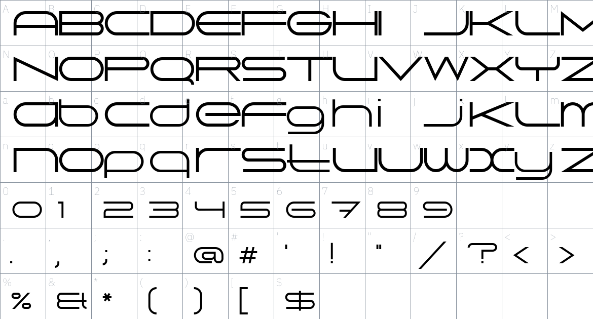 Project Space Font font Character Map