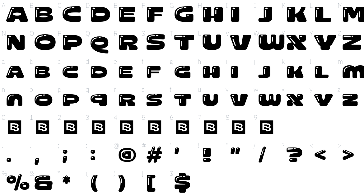 Gruno font Character Map