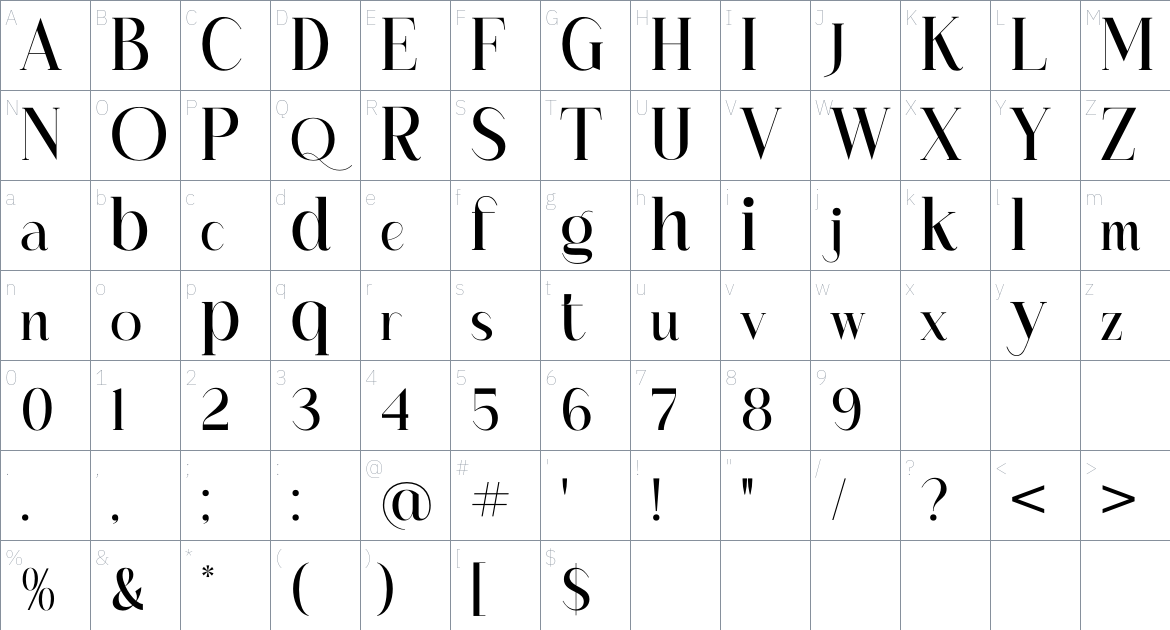 Hagmolya font Character Map