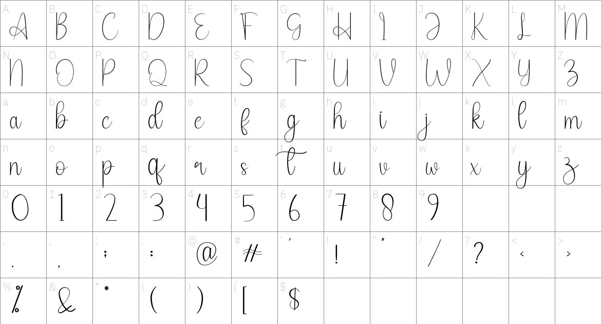 Snowhouse font Character Map