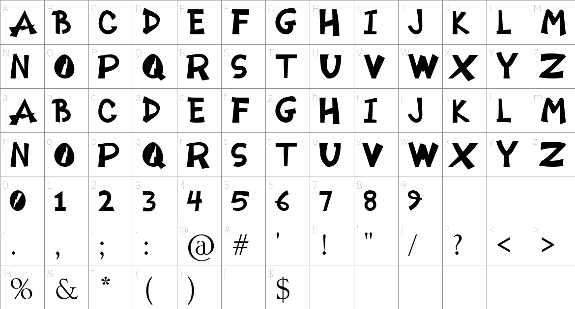 Mongreb Font font Character Map