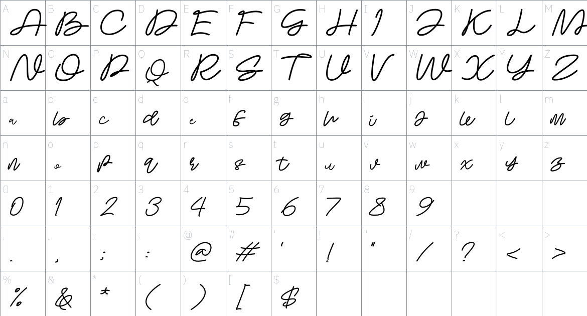 Bayhoon font Character Map