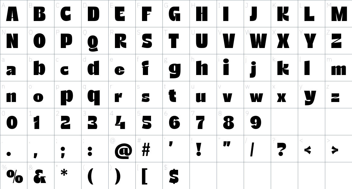 Gord Qucik Font font Character Map