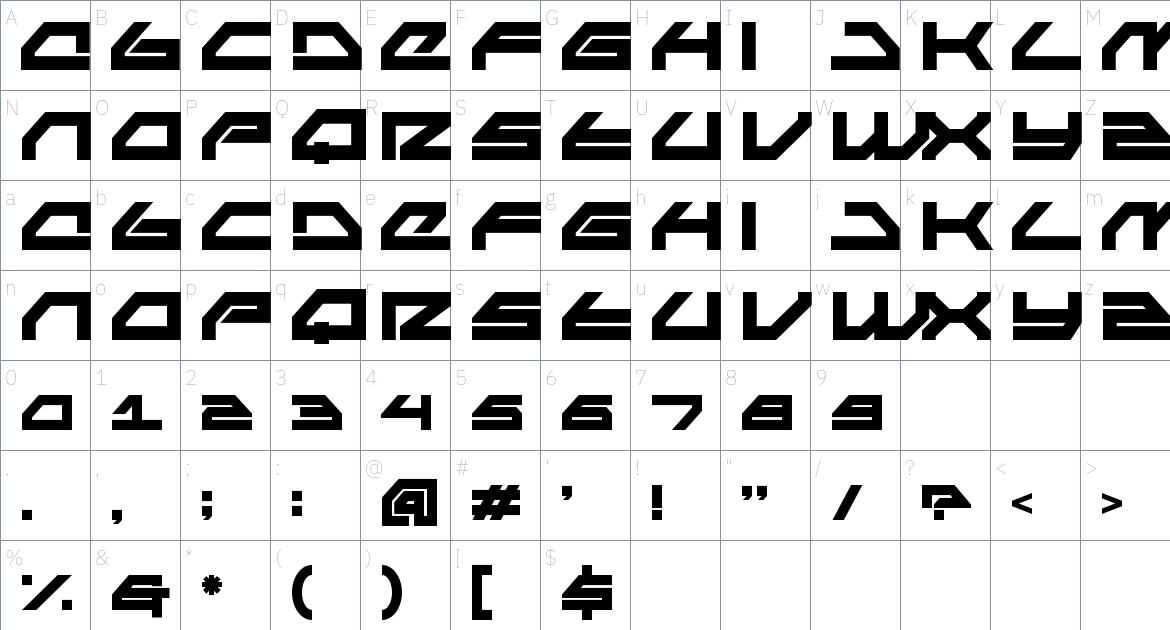 Makqu font Character Map