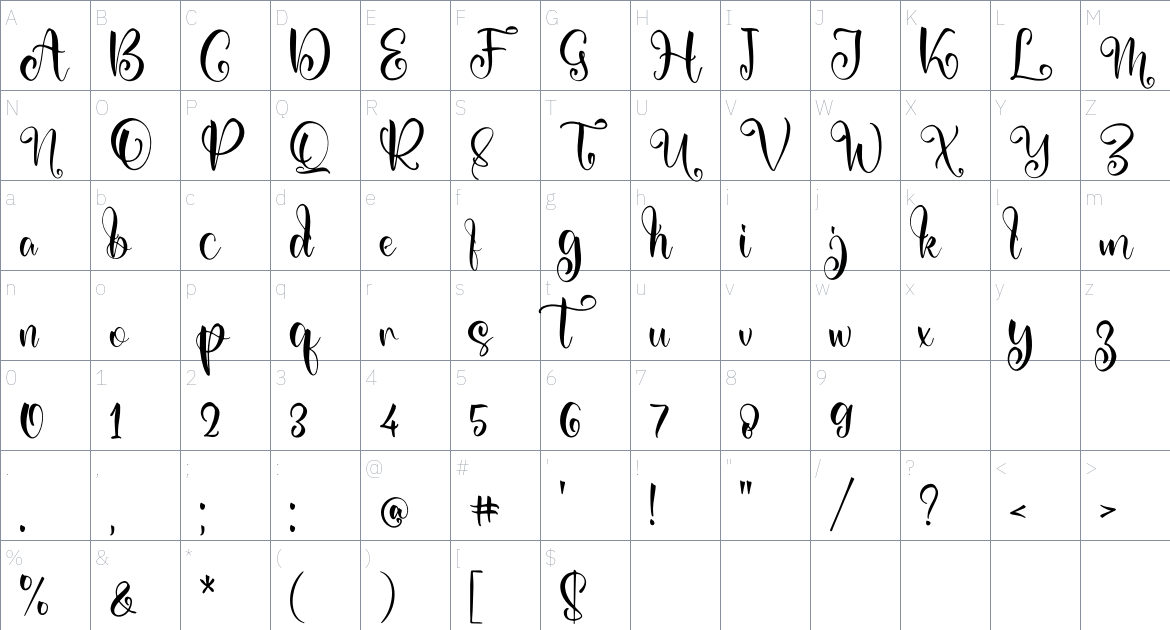 Miskiut Nathalia Font font Character Map