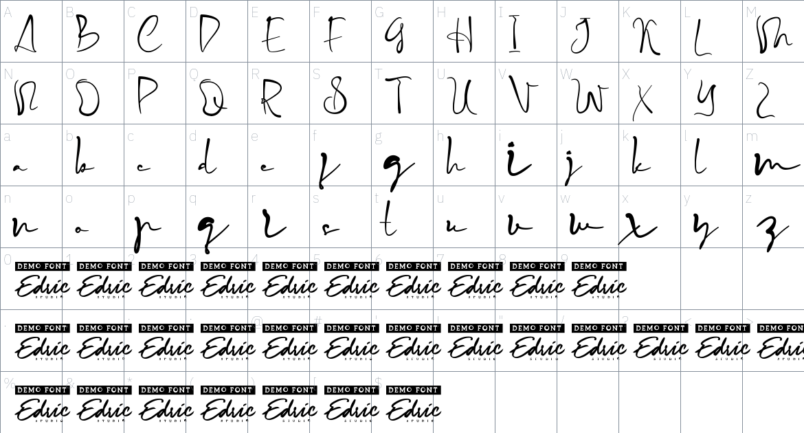 Stop Signal font Character Map