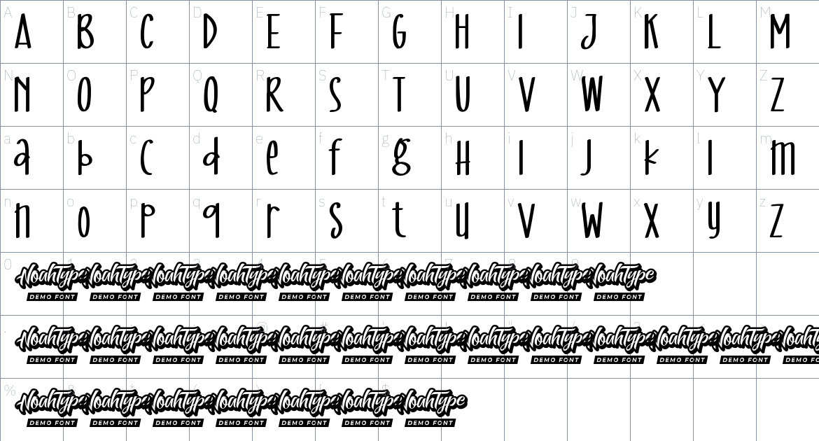 Baguette Bread font Character Map