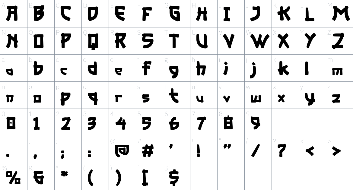 Musashi font Character Map