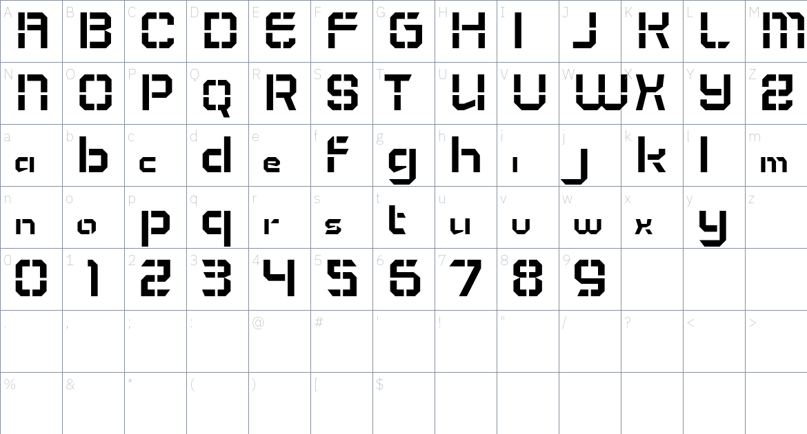 ofminim font Character Map