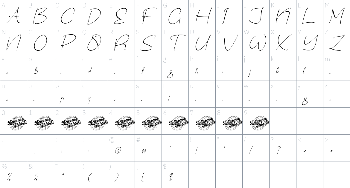 Gemshelo font Character Map