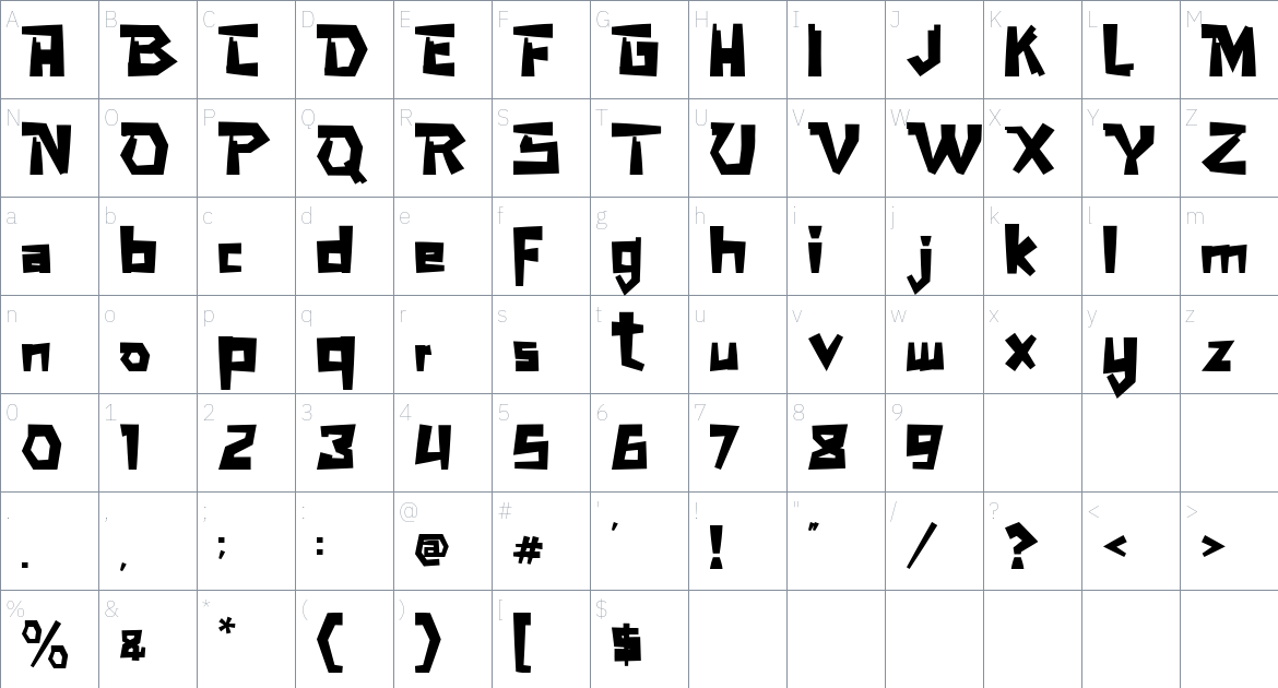 Super Game font Character Map