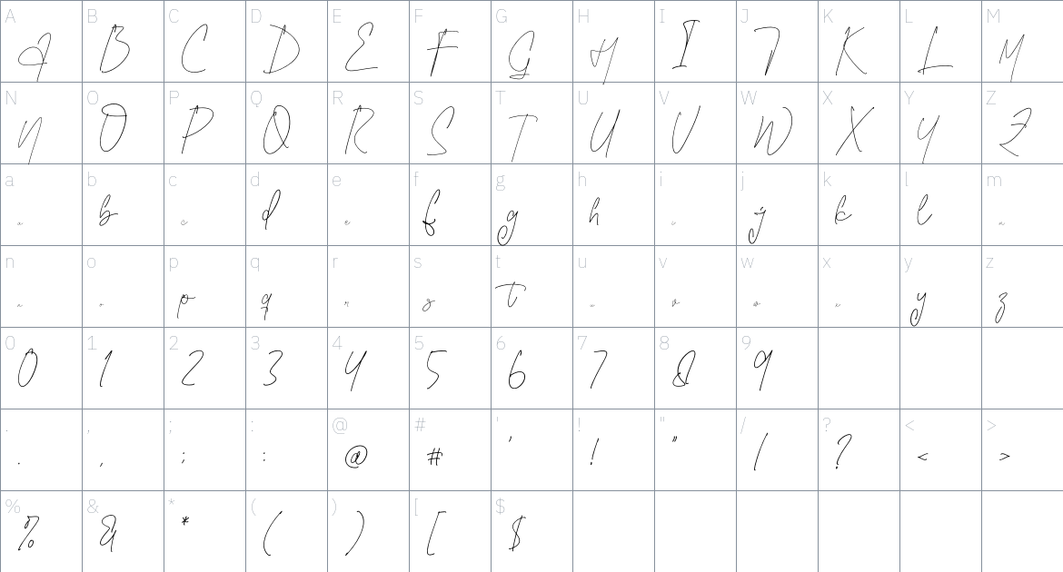 Marsshale Aesthetic font Character Map