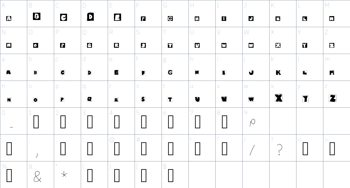 Cartoon Network font Character Map