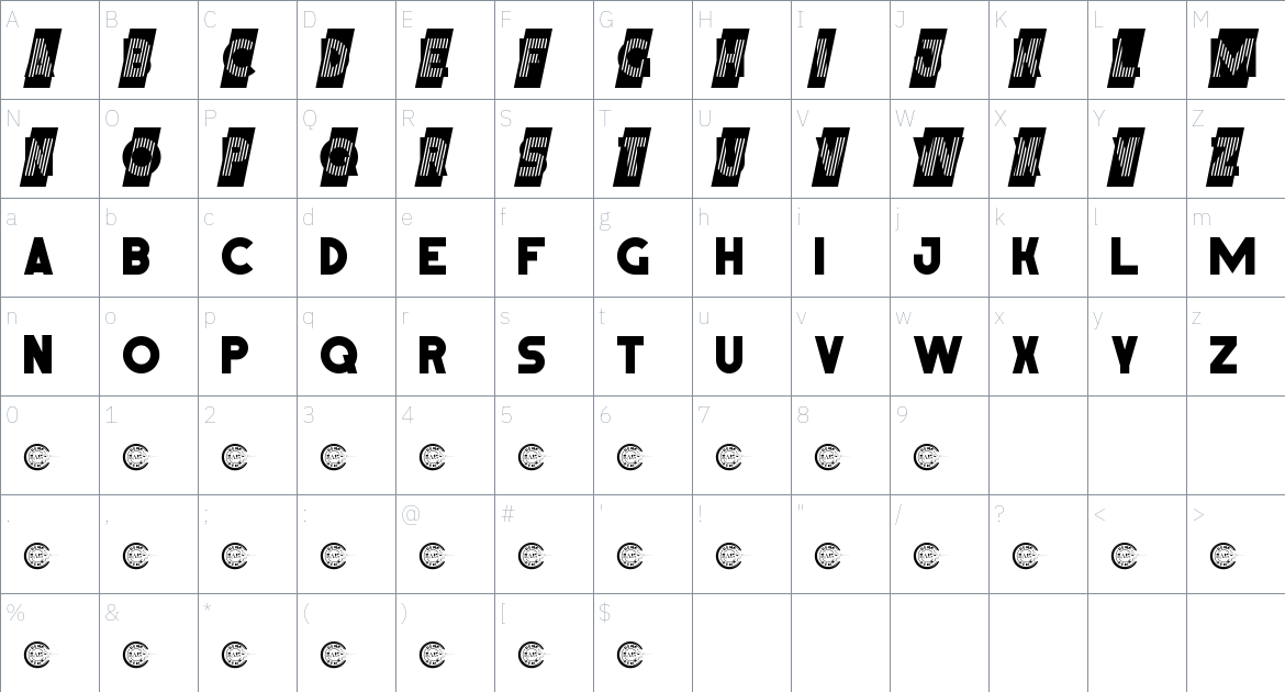 Omentalo font Character Map