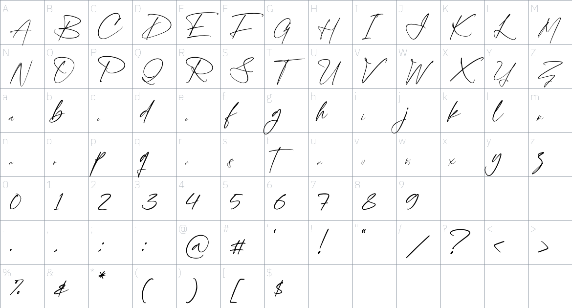 Gerald Fletchery font Character Map