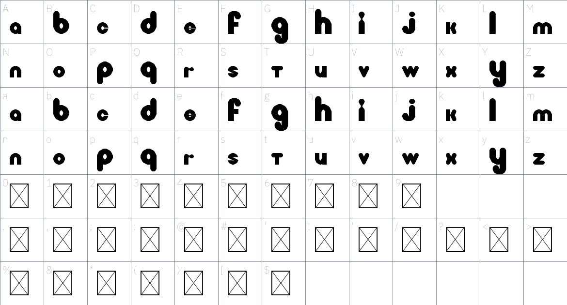 Litebulb font Character Map