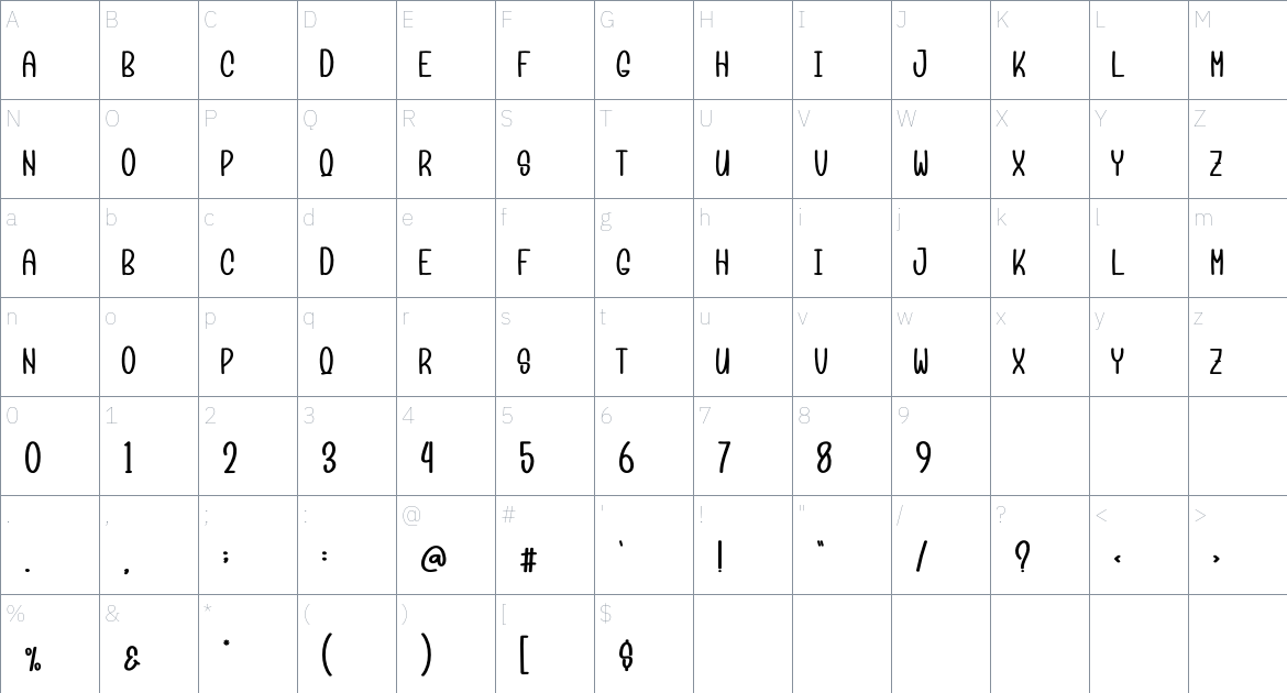 Snowman Stayhome font Character Map